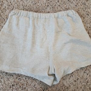 Banana Republic tan linen shorts, sz small, elastic waist; 2 front pockets